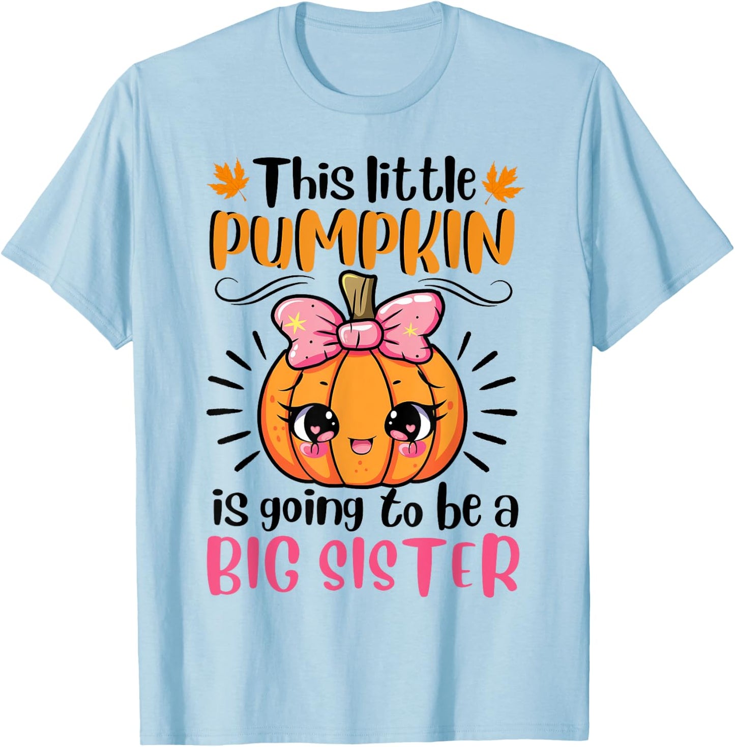 Kids Big Sister Pumpkin Halloween Pregnancy Announcement T-Shirt - T-Shirt | Light Blue