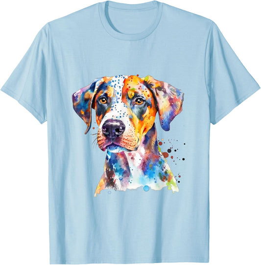 Catahoula Leopard Dog Colorful Watercolor Dog Men Women Kids T-Shirt - T-Shirt | Light Blue