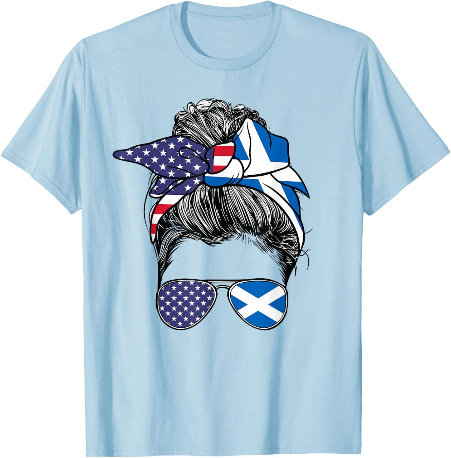 Scottish Women Girl USA Heritage American Scotland Flag T-Shirt - T-Shirt | Light Blue