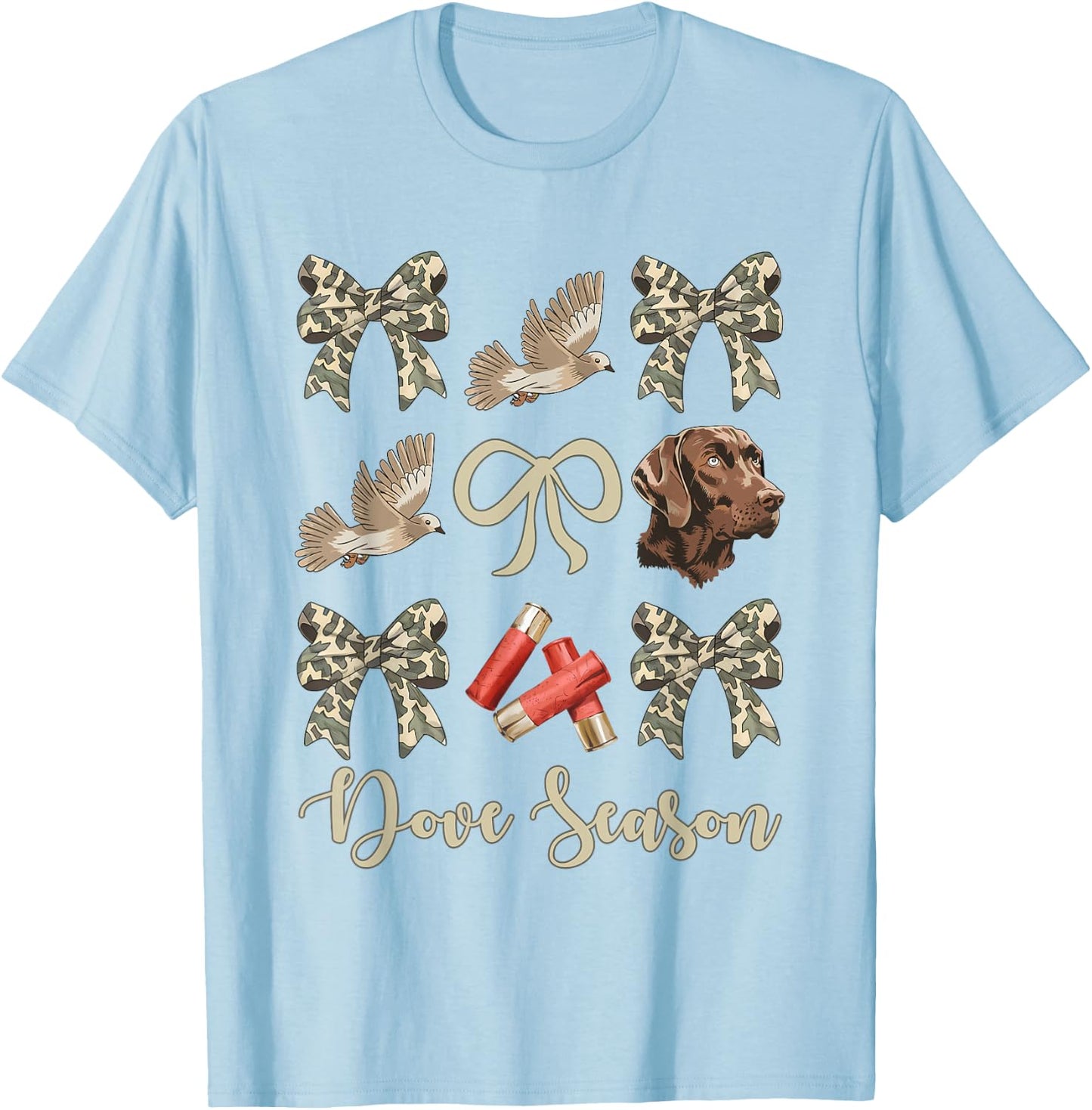 Camo Bow Coquette Dove Season Hunting Dove Hunter Hunt Girl T-Shirt - T-Shirt | Light Blue