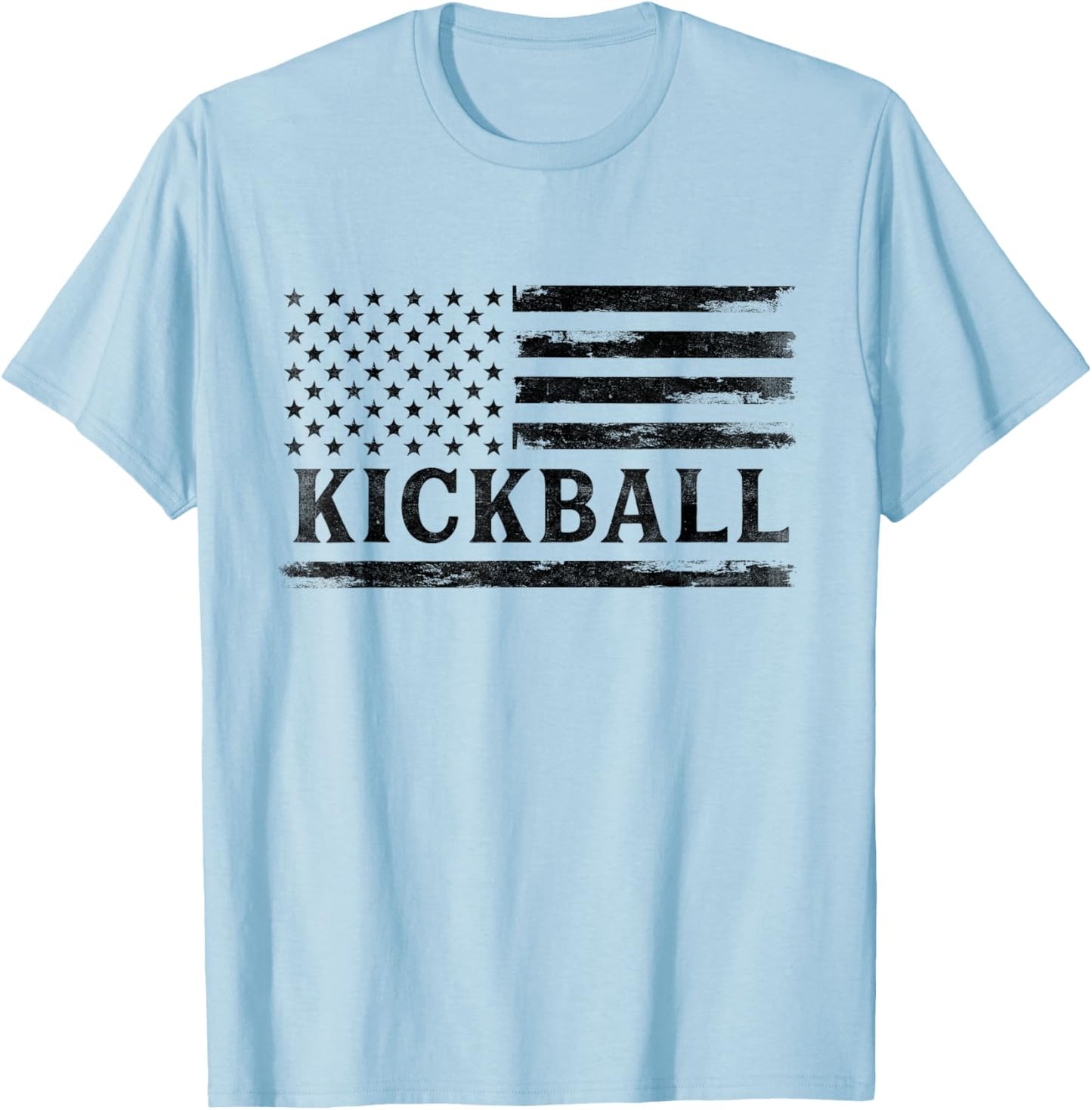 Kickball Black Vintage USA Flag Coach T-Shirt - T-Shirt | Light Blue