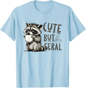 Cute But Feral Vintage Raccoon Funny Loves T-Shirt - T-Shirt | Light Blue