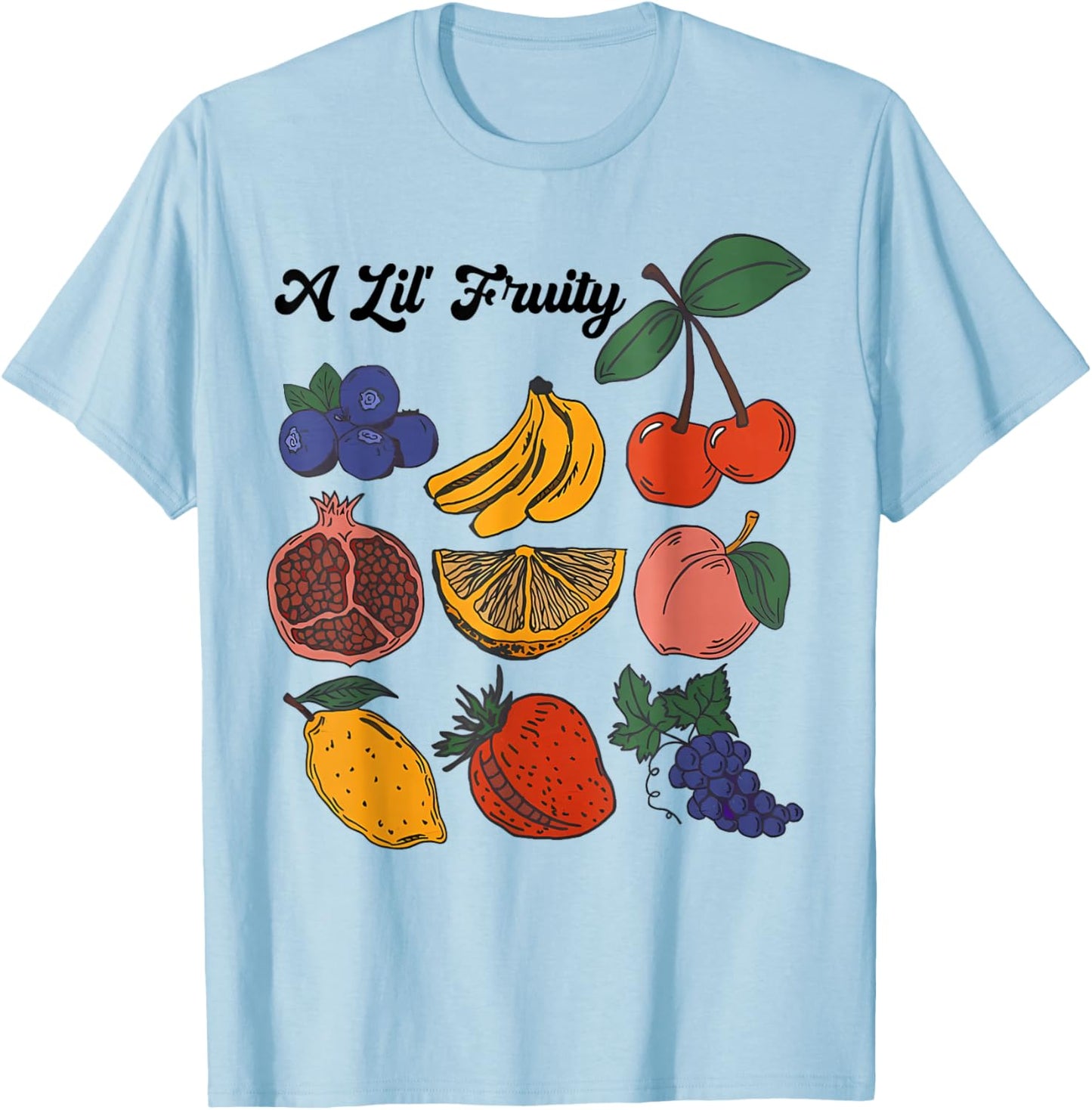 Kinda Fruity Lil Fruity Retro Style Fruits Lesbian Gay LGBTQ T-Shirt - T-Shirt | Light Blue