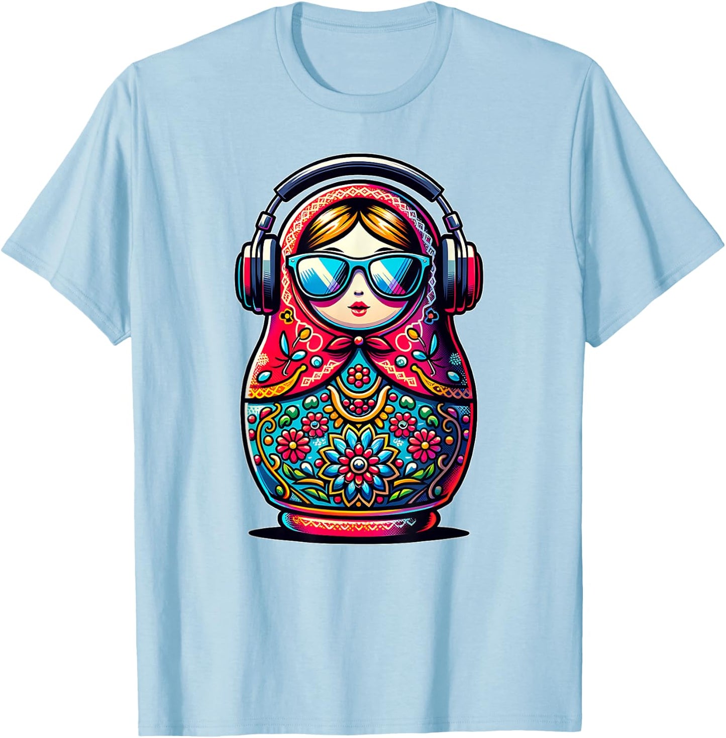 Russian Matryoshka Music Russia Russian Matryoshka T-Shirt - T-Shirt | Light Blue