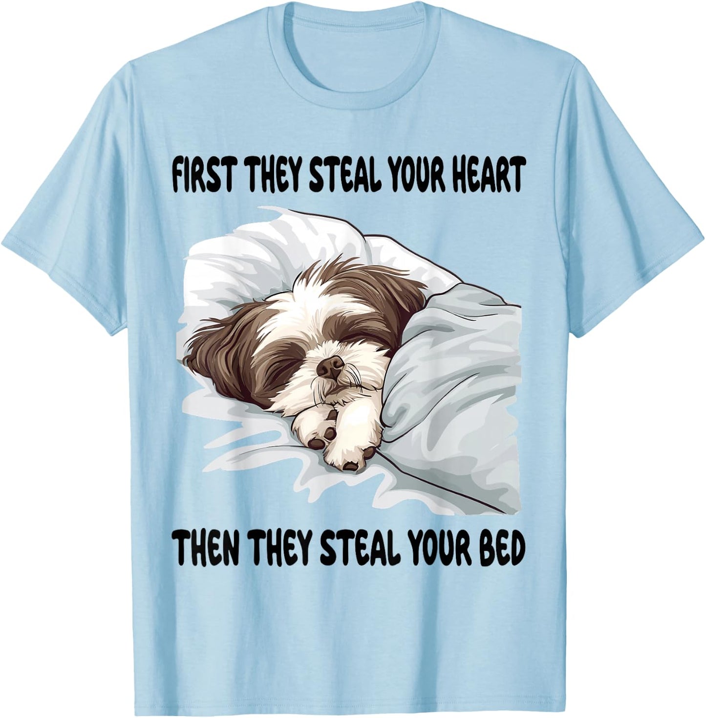 Shih Tzu Sleeping Pajamas Nightgown T-Shirt - T-Shirt | Light Blue