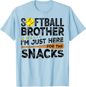 Softball brother I'm Just Here for the snacks Funny T-Shirt - T-Shirt | Light Blue