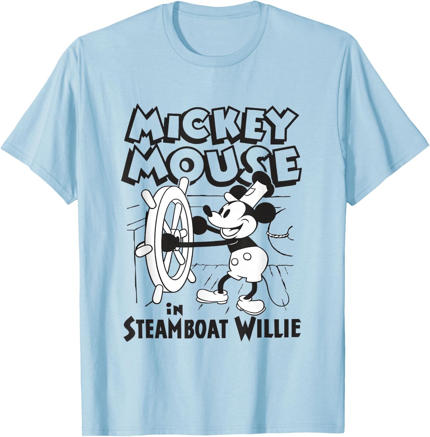 Disney Steamboat Willie Mickey Mouse Steering Boat Vintage T-Shirt - T-Shirt | Light Blue