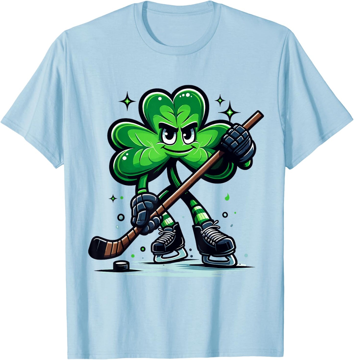 Hockey Lovers Players St Patricks Day Shamrock Men Women Boy T-Shirt - T-Shirt | Light Blue