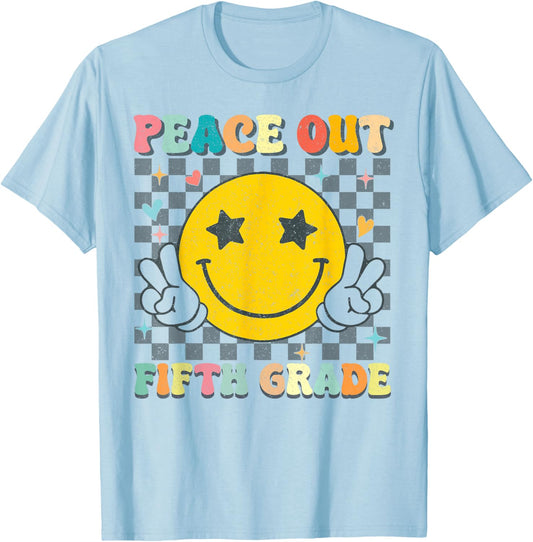 Peace Out 5th Grade Graduation Last Day School Fifth Grade T-Shirt - T-Shirt | Light Blue