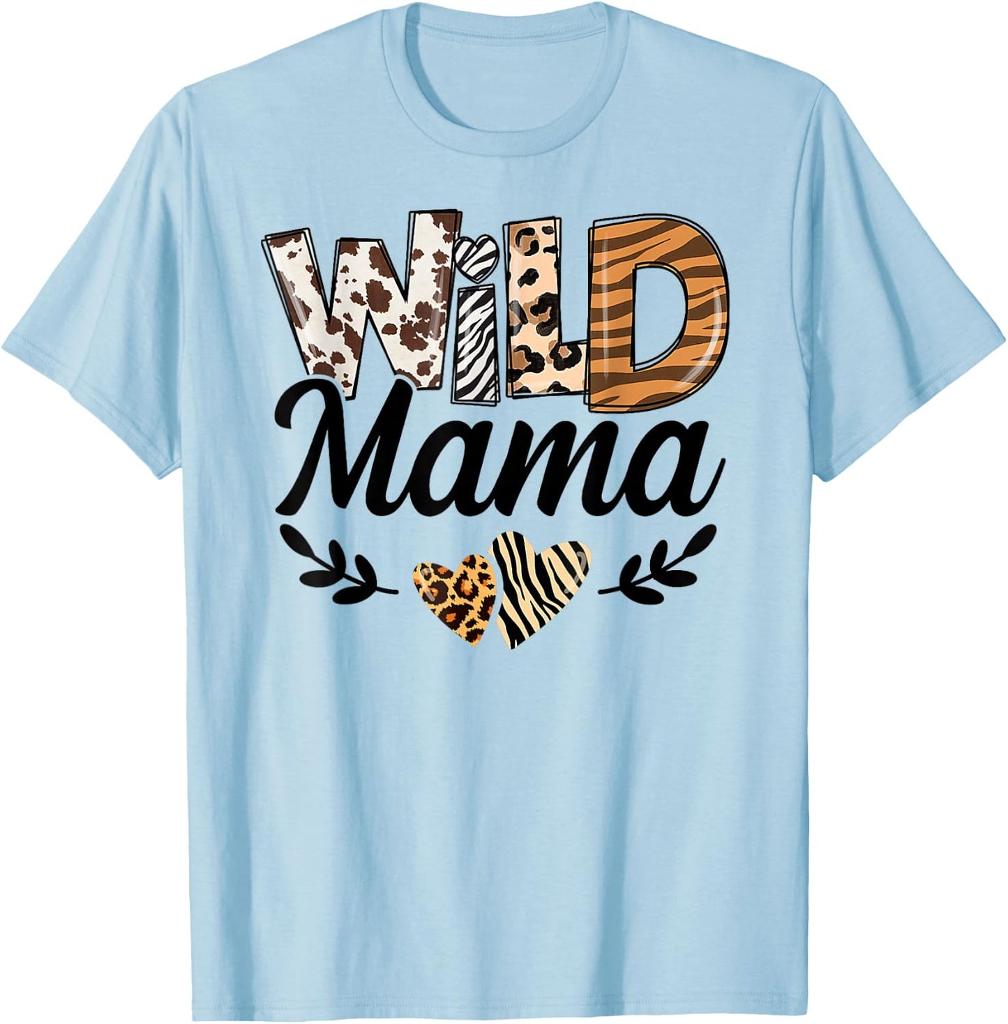 Wild Mama Birthday Family Mom Safari Zoo Jungle Animals T-Shirt - T-Shirt | Light Blue