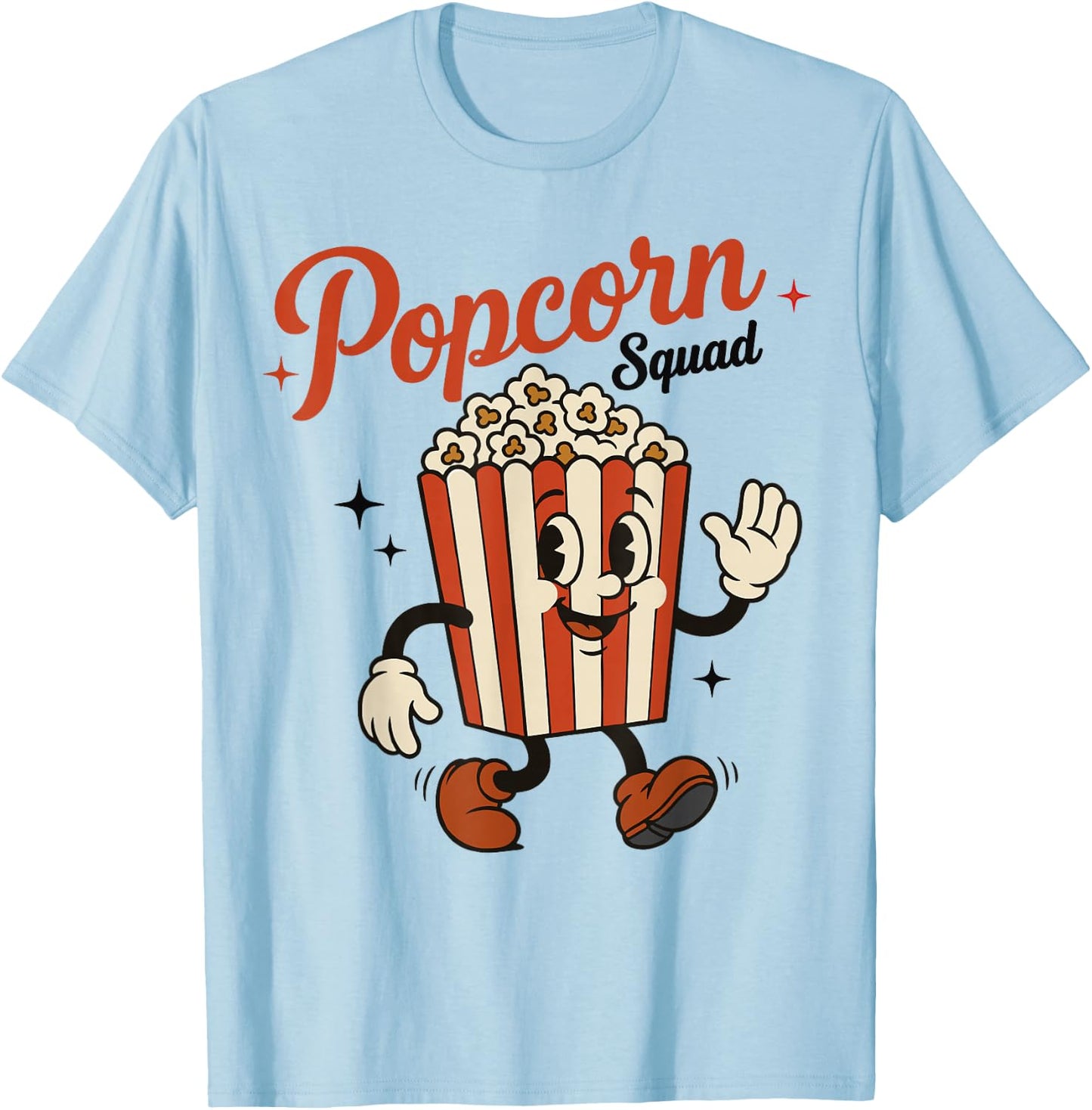Popcorn Squad Cartoon Funny Cinema Movie Popcorn T-Shirt - T-Shirt | Light Blue