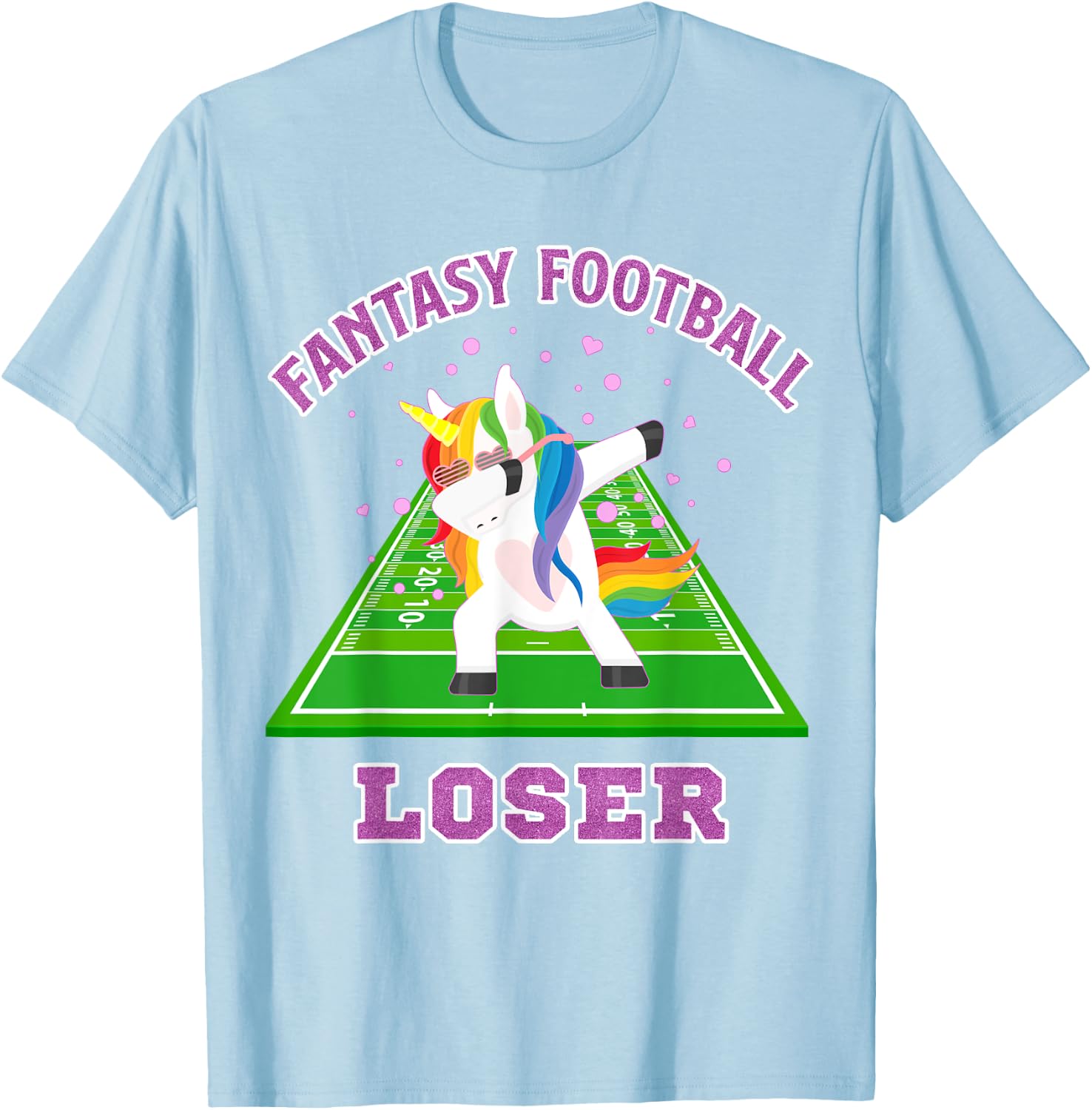 Fantasy Football Loser 2019 Unicorn Dab Football Gift T-Shirt - T-Shirt | Light Blue