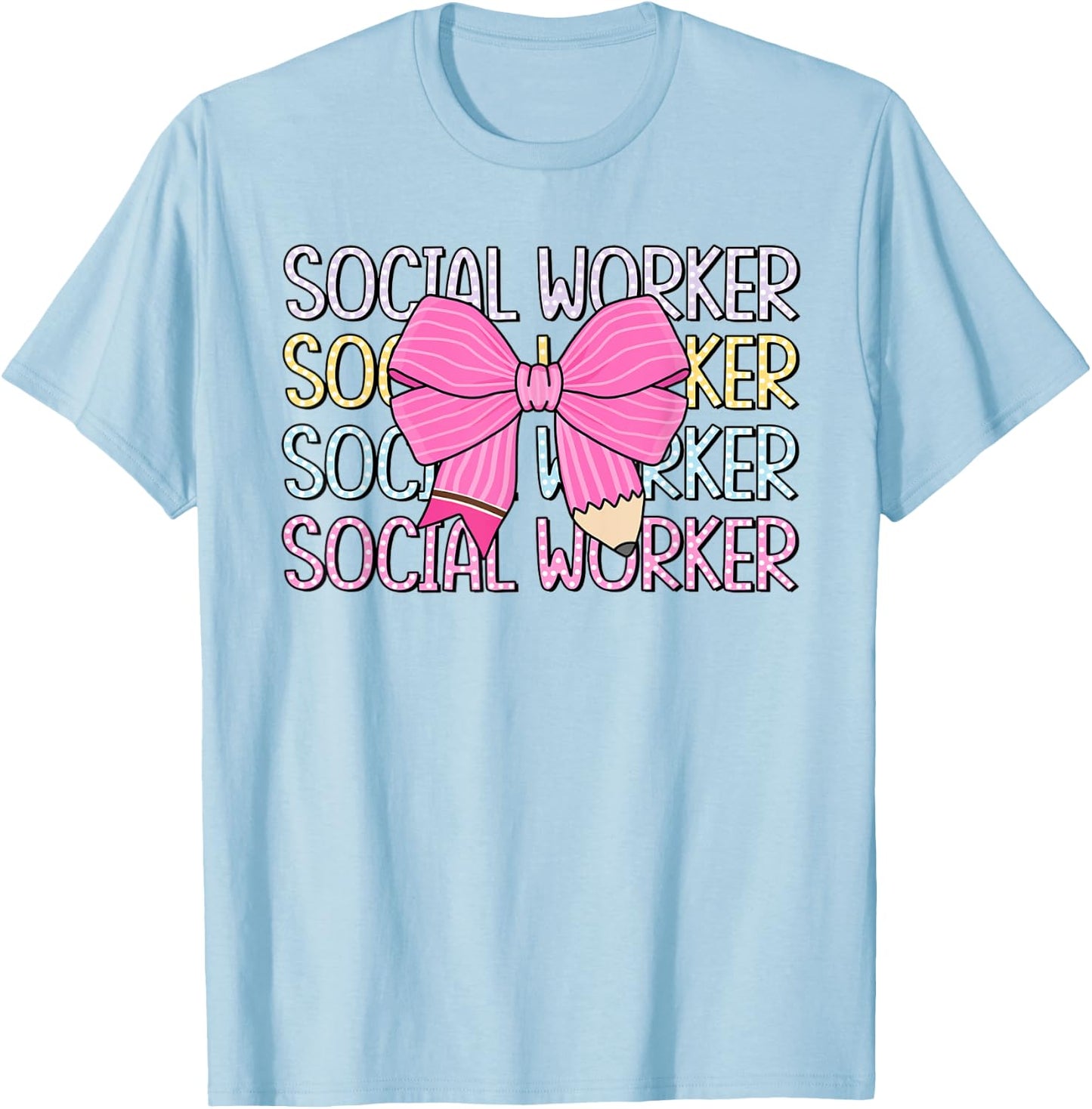 Retro Social Worker Coquette Bow Dalmatian Back To School T-Shirt - T-Shirt | Light Blue