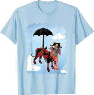 Marvel Deadpool & Wolverine Dogpool Puppins Doodle Logo T-Shirt - T-Shirt | Light Blue