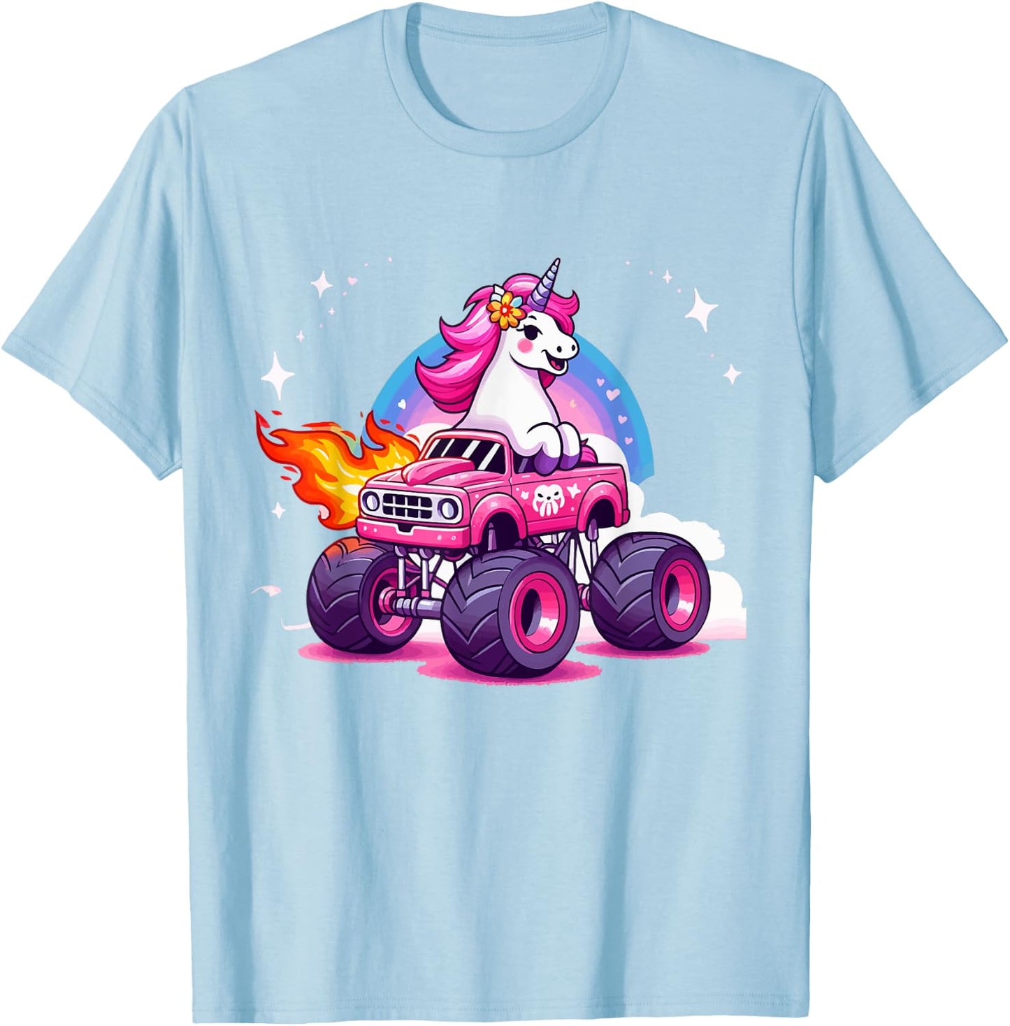 Monster Truck Unicorn Birthday Party Monster Truck Girl T-Shirt - T-Shirt | Light Blue