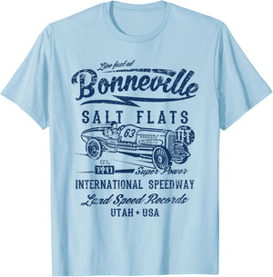 Bonneville Salt Flats Utah Speedway Distressed Design T-Shirt - T-Shirt | Light Blue