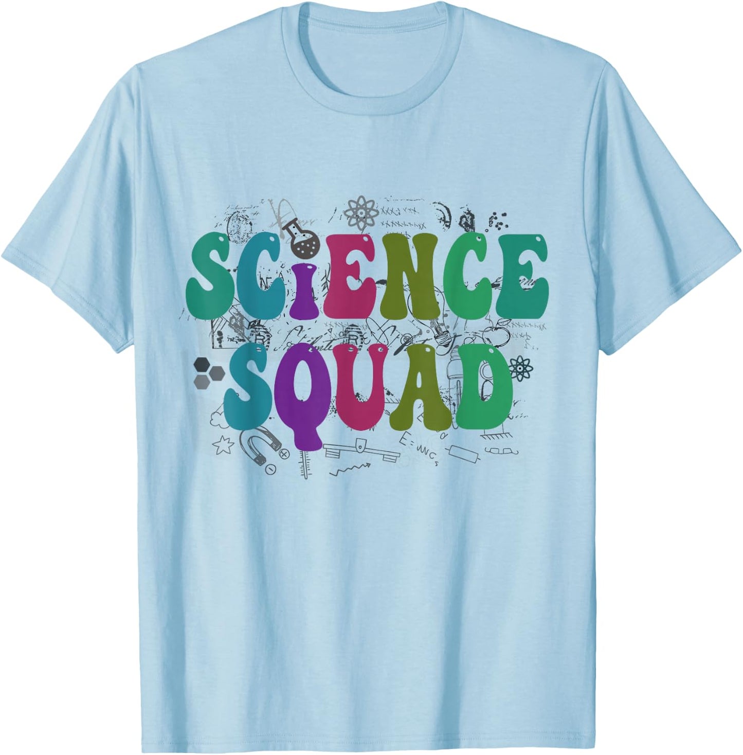 Retro SCIENCE SQUAD Groovy Technology Crew STEMinist Team T-Shirt - T-Shirt | Light Blue