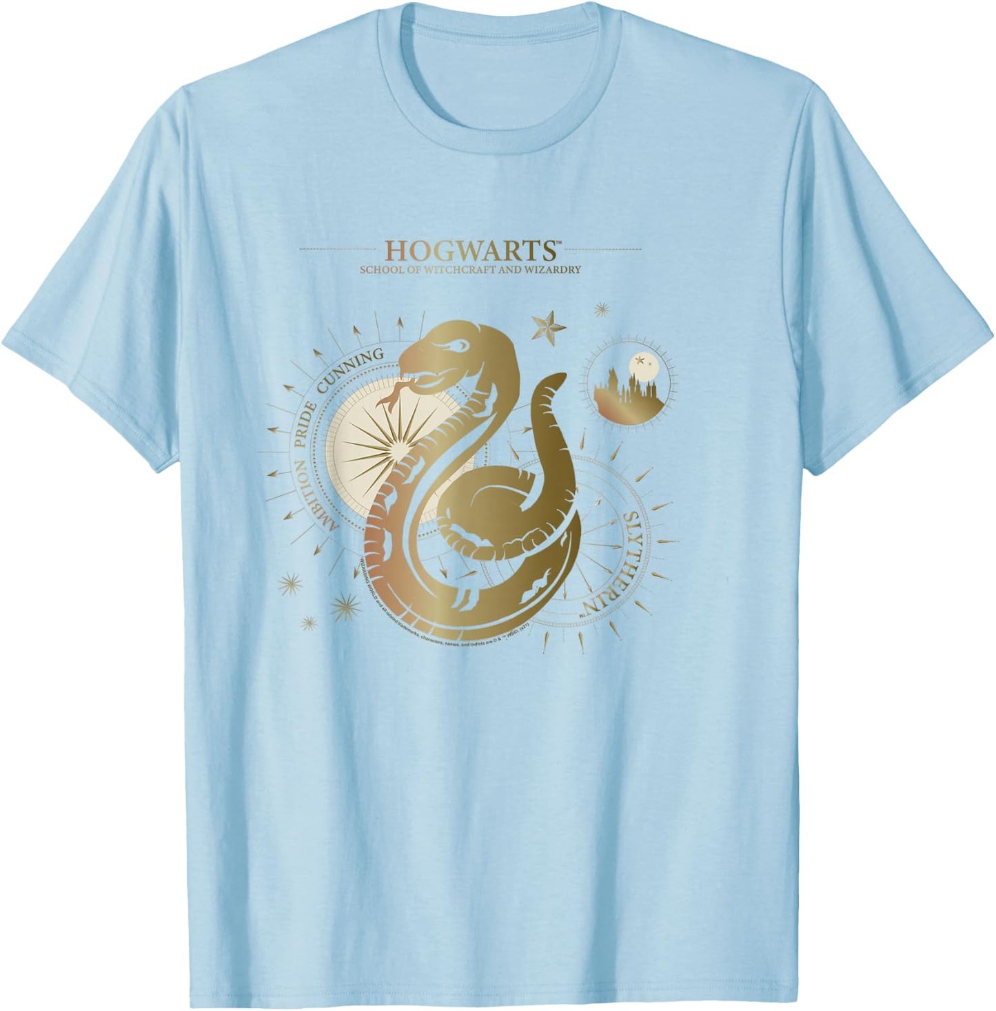 Harry Potter Ambition, Pride, Cunning, Slytherin T-Shirt - T-Shirt | Light Blue