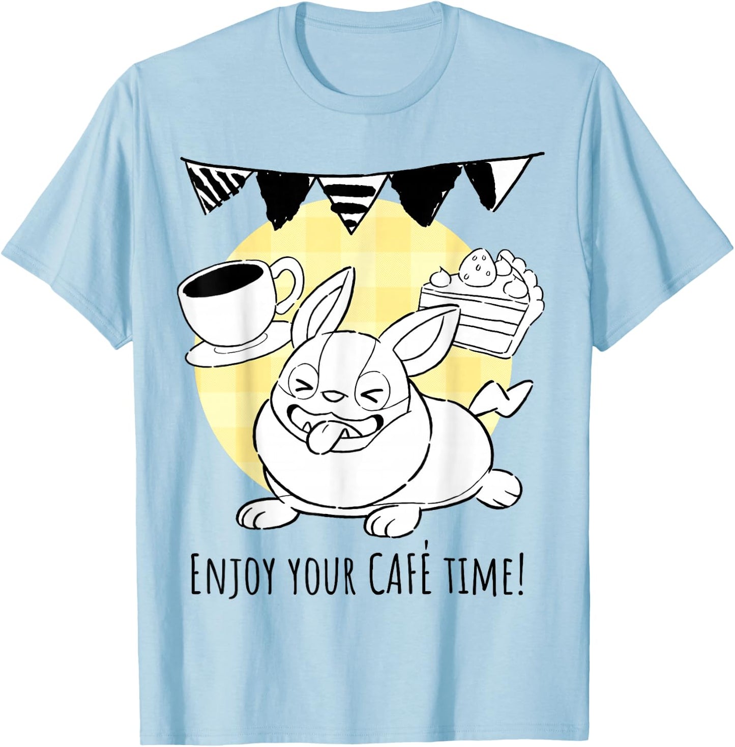 Pokémon - Yamper Enjoy Your Cafe Time Coffee Dessert T-Shirt - T-Shirt | Light Blue