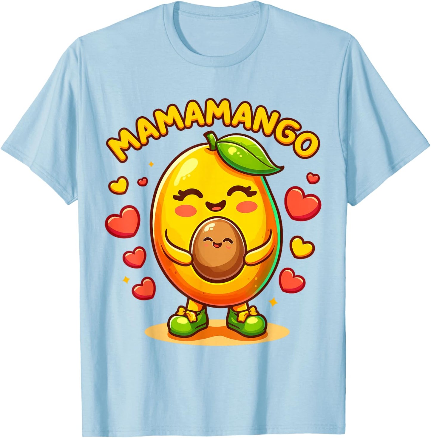 Mamamango Mother and Baby Mango Mom Pregnancy T-Shirt - T-Shirt | Light Blue