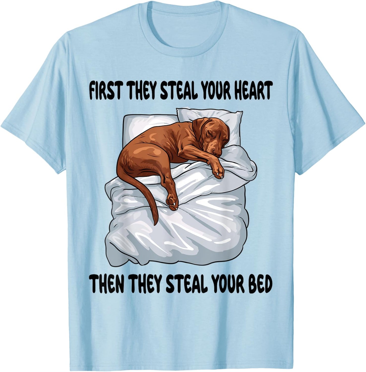 Vizsla Sleeping Pajamas Nightgown T-Shirt - T-Shirt | Light Blue