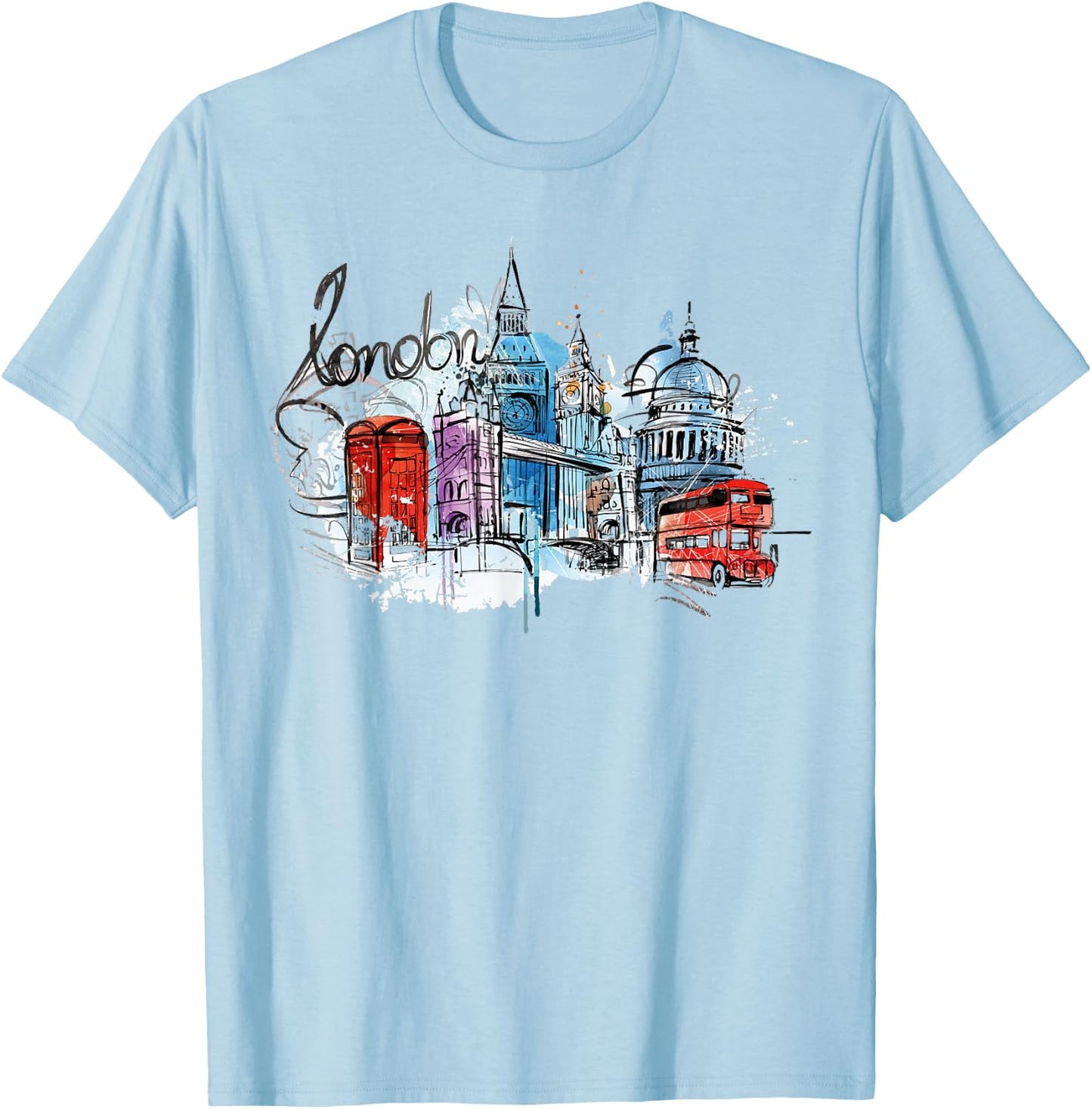 Cool Abstract London Splash Colors, London Graphic Design T-Shirt - T-Shirt | Light Blue