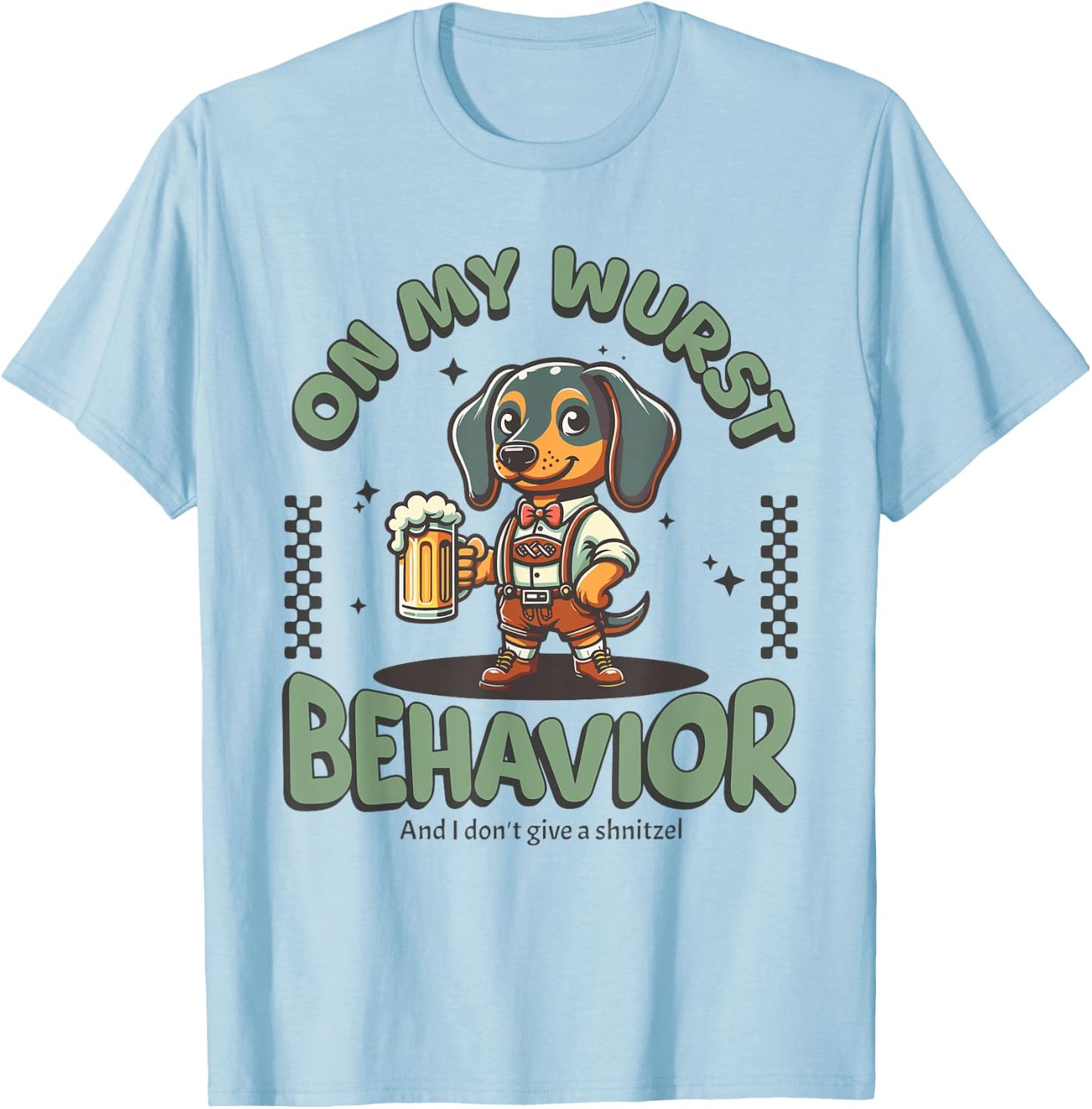 On My Wurst Behavior Dachshund Oktoberfest Beer Weiner Dog T-Shirt - T-Shirt | Light Blue