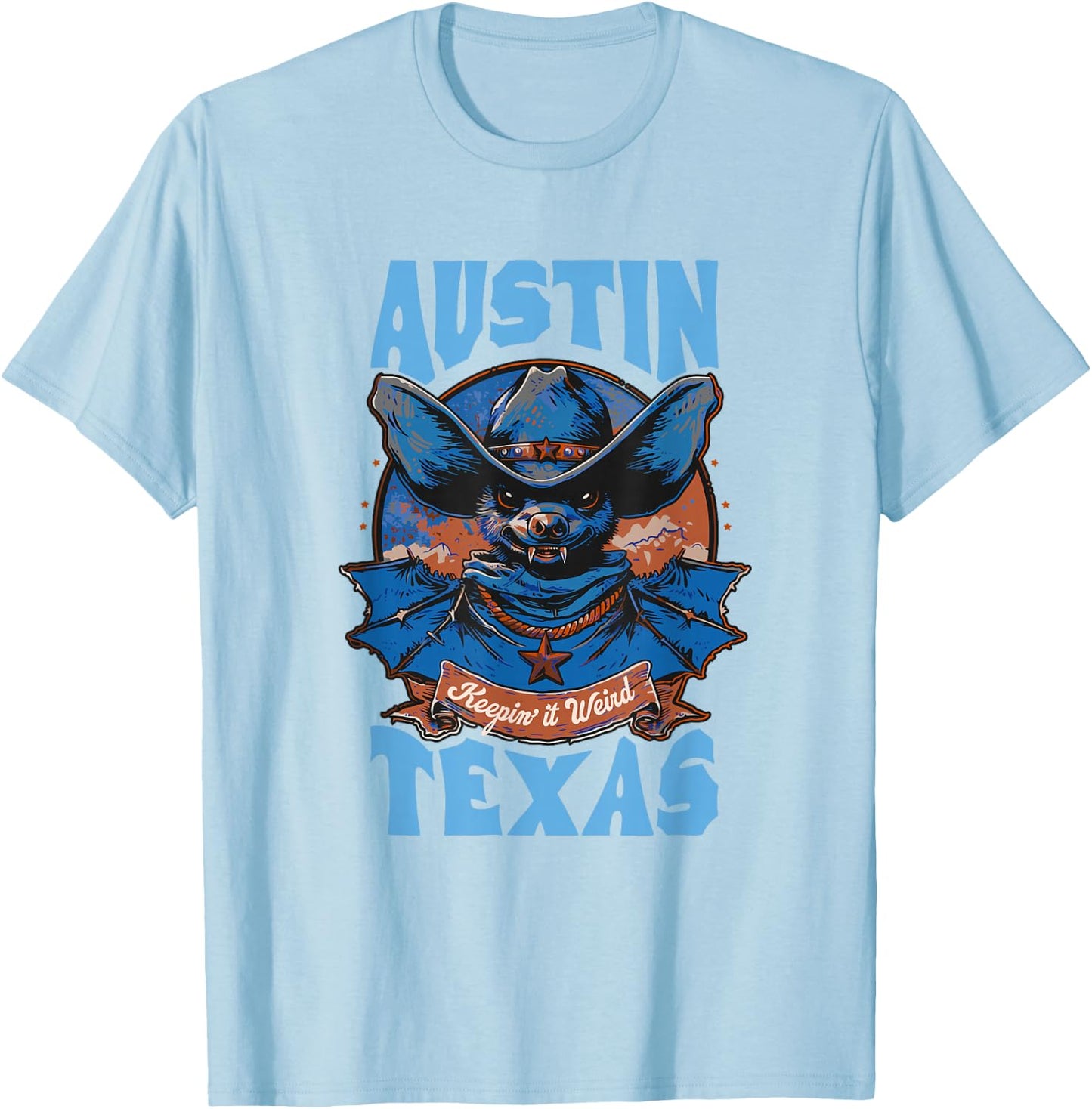 Texas Pride - Keep It Weird Austin - Austin Bats T-Shirt - T-Shirt | Light Blue