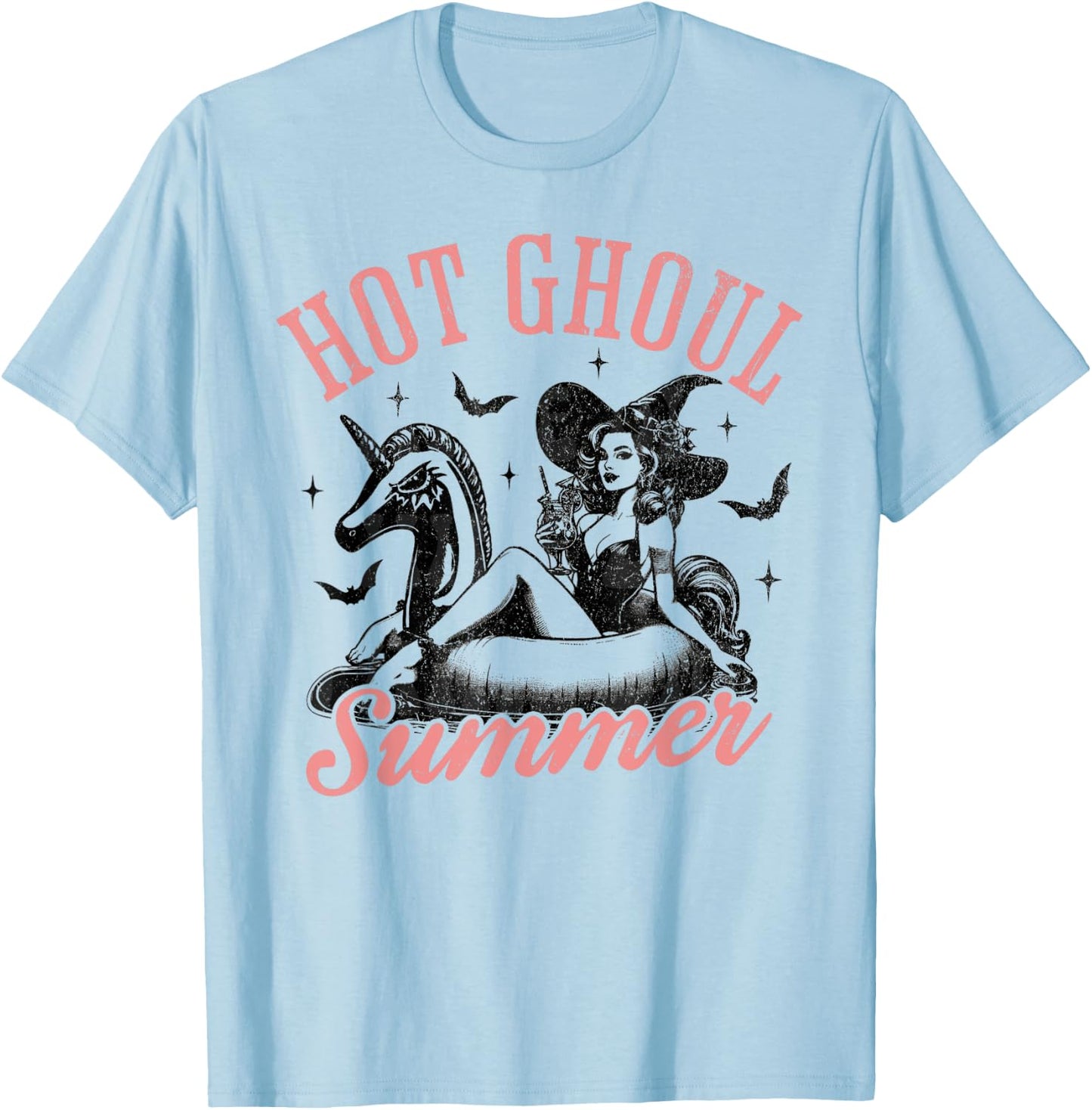 Women Funny Halloween Hot Ghoul Summer Summerween T-Shirt - T-Shirt | Light Blue