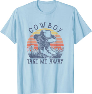 Cowboy Hat Take Me Away Vintage Western Life Country Music T-Shirt - T-Shirt | Light Blue