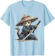 Japanese Art Cat Ninja Ukiyo-e Anime Style Samurai Cat T-Shirt - T-Shirt | Light Blue