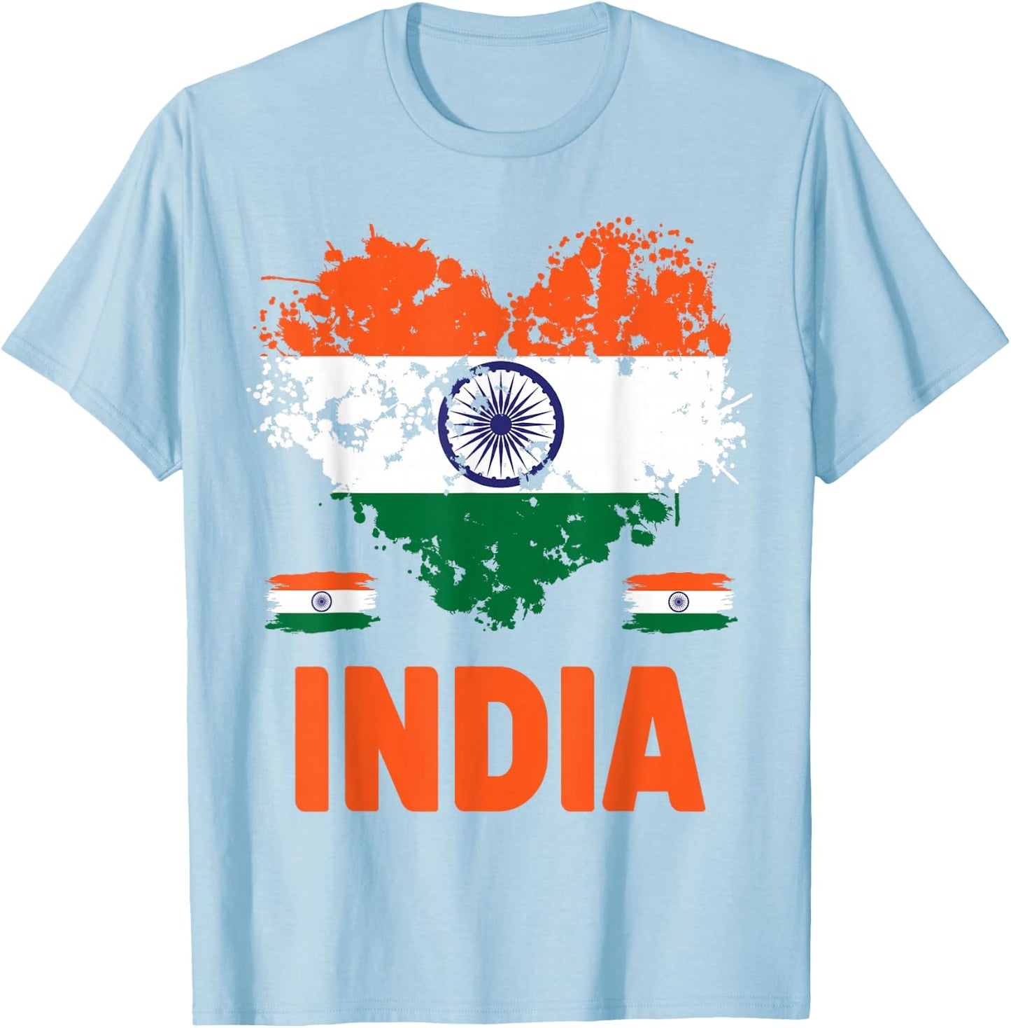 India Flag Outfit Idea For Kids & Novelty Indian Flag Heart T-Shirt - T-Shirt | Light Blue