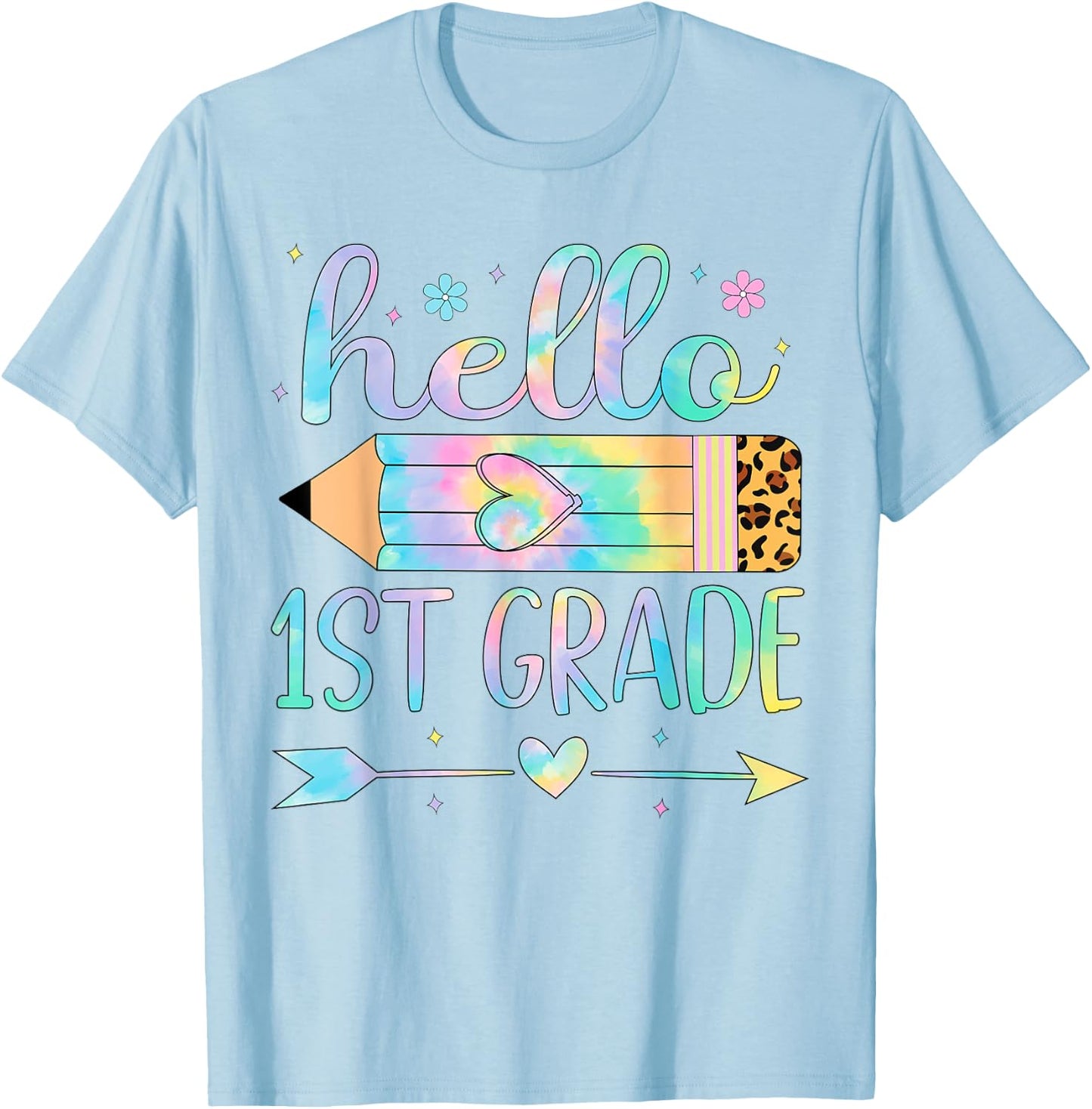 Tie Dye 1st Grade Back To School Hello First Grade Teacher Women Kids T-Shirt - T-Shirt | Light Blue
