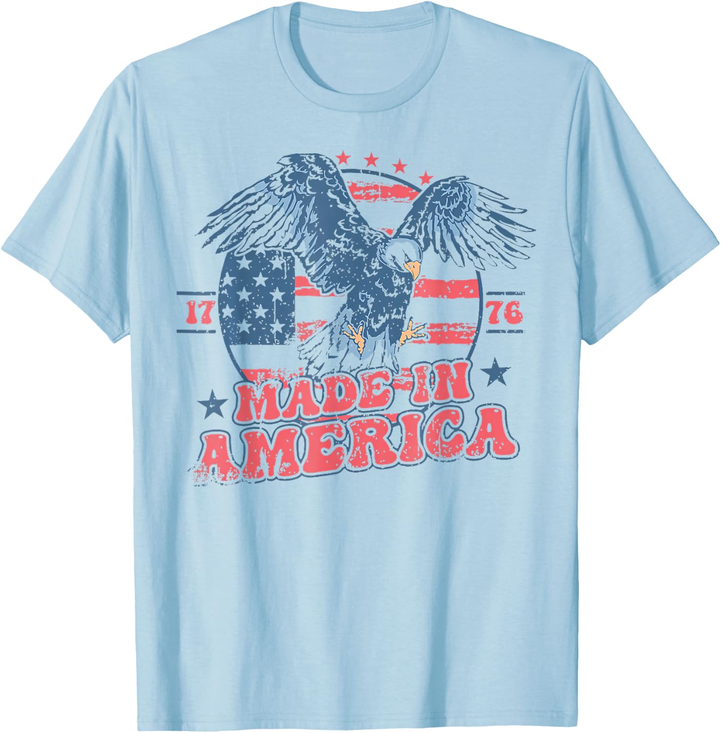 Made in America USA Flag Eagle 4th of July Patriotic Freedom T-Shirt - T-Shirt | Light Blue