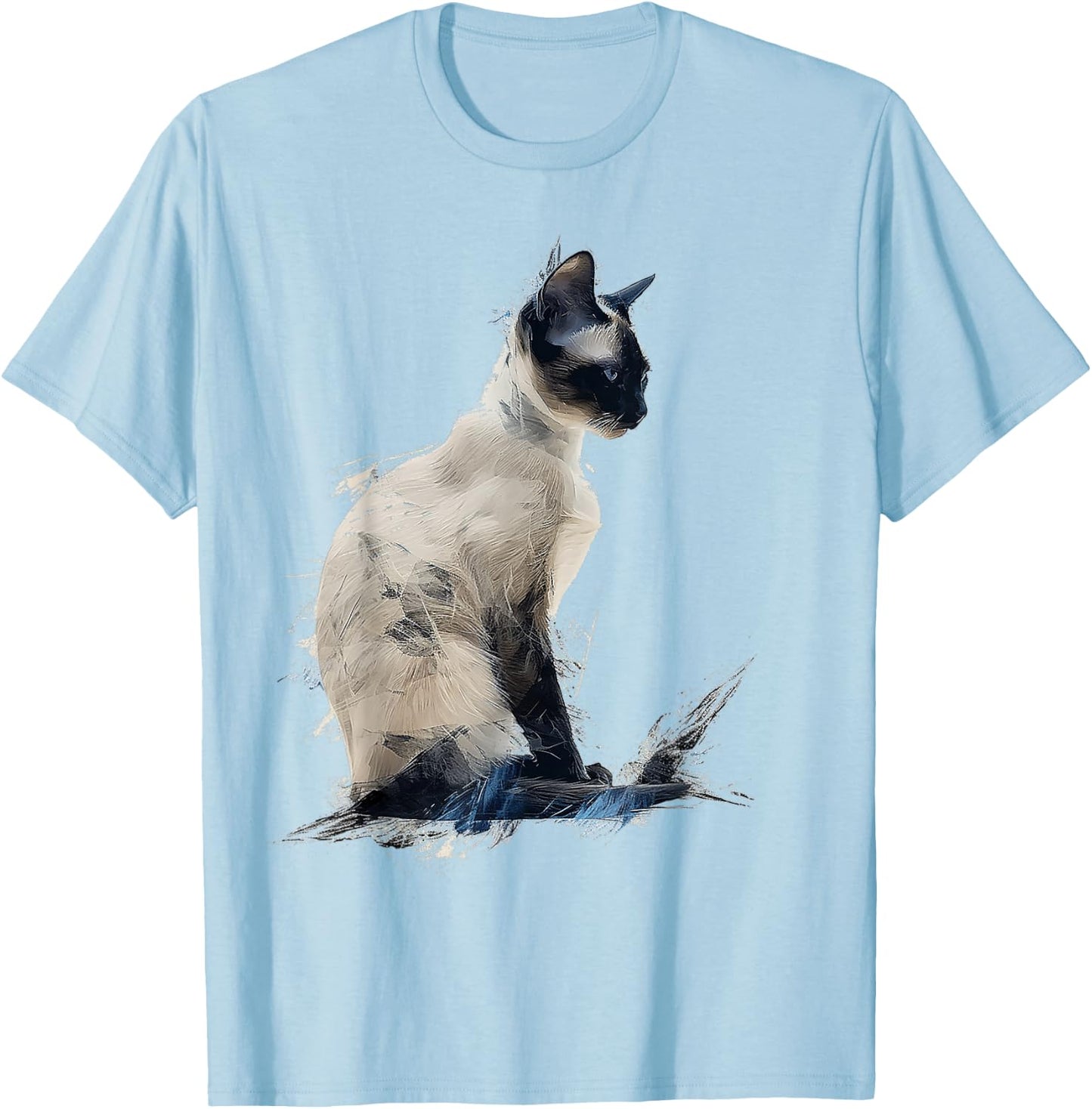 Cat Abstract Motif Drawing Art Animal Cat Women Kids T-Shirt - T-Shirt | Light Blue