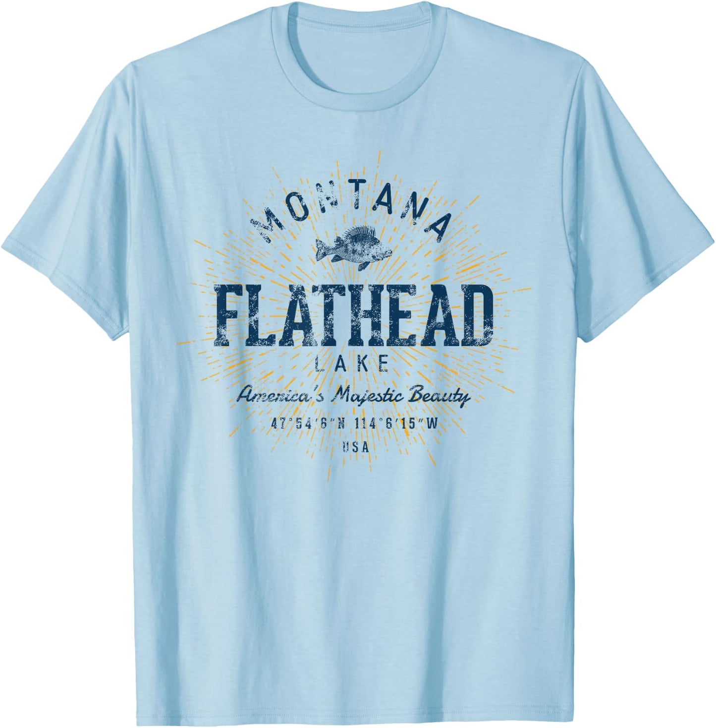 Vintage Flathead Lake Retro T-Shirt - T-Shirt | Light Blue