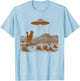 Retro 90s Western Desert Cat Vintage UFO Wild West Kitten Men Women T-Shirt - T-Shirt | Light Blue