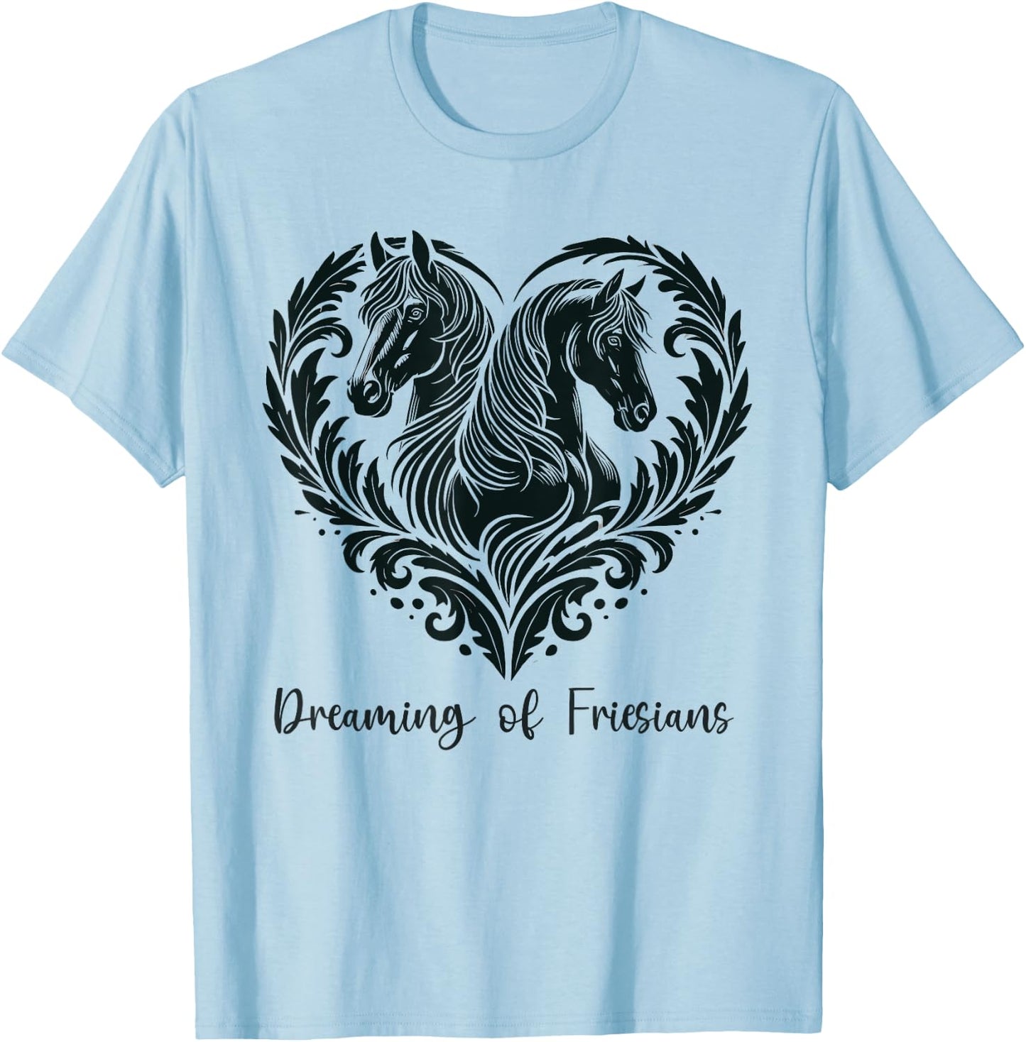 Friesian Horse Lover Majestic Friesian Horse Riding T-Shirt - T-Shirt | Light Blue