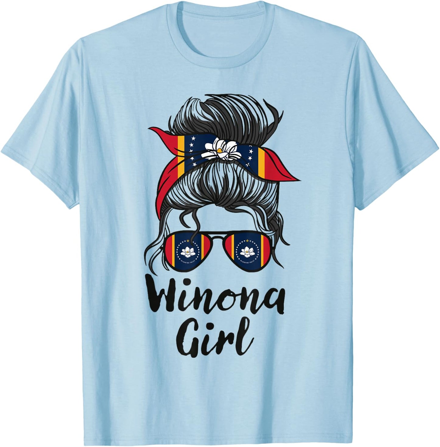 Winona Mississippi Women Girl T-Shirt - T-Shirt | Light Blue