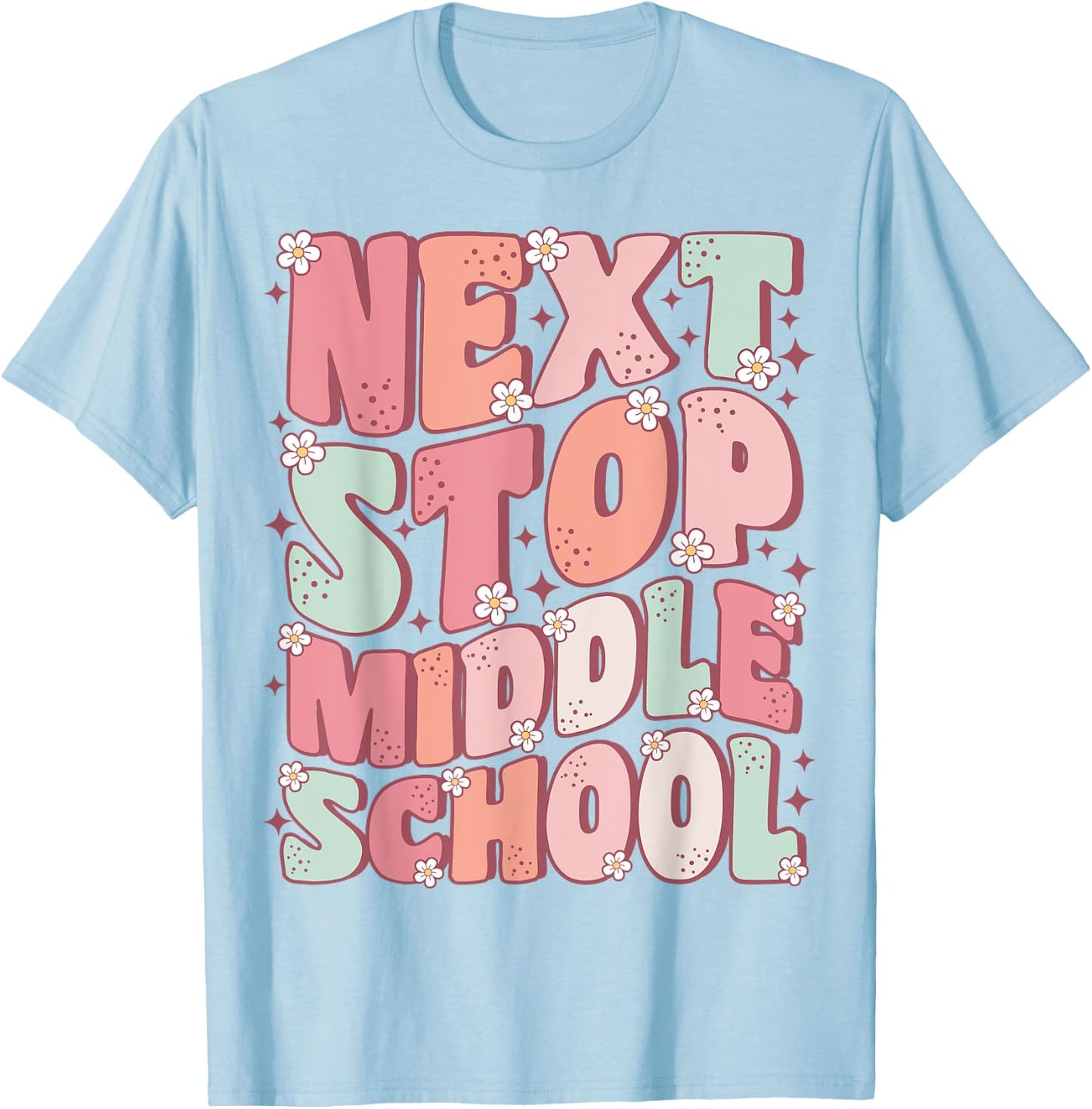Next Stop Middle School Groovy Elementary School Graduation T-Shirt - T-Shirt | Light Blue