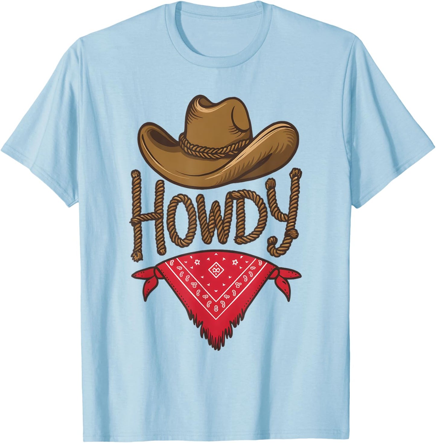 Cowboy Hat Cowgirl Country Chic Rodeo Rustic Western Howdy T-Shirt - T-Shirt | Light Blue