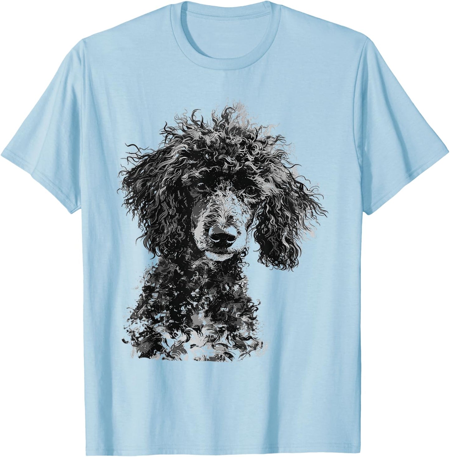 Poodle Abstract Motif Drawing Art Animal Poodle T-Shirt - T-Shirt | Light Blue