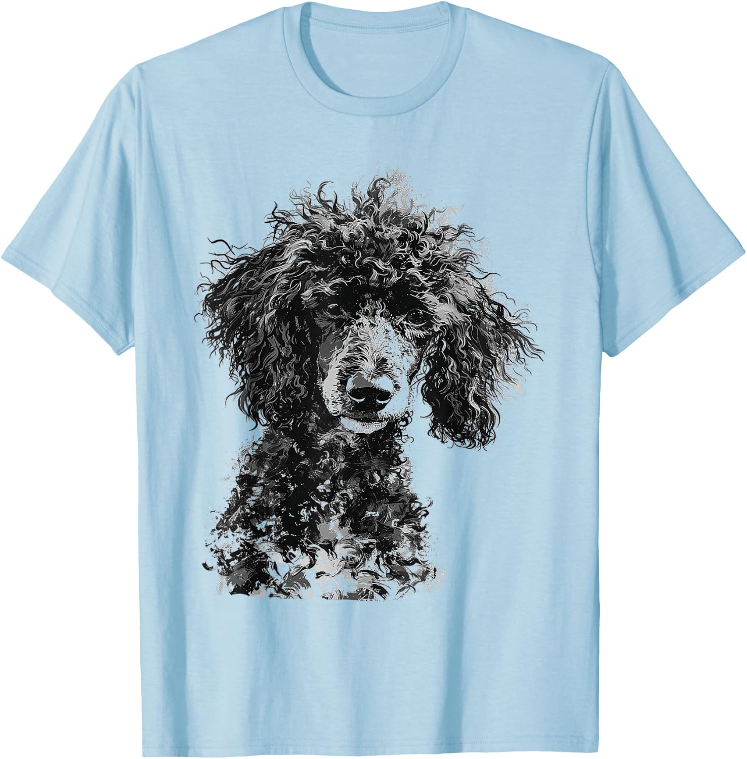 Poodle Abstract Motif Drawing Art Animal Poodle T-Shirt - T-Shirt | Light Blue