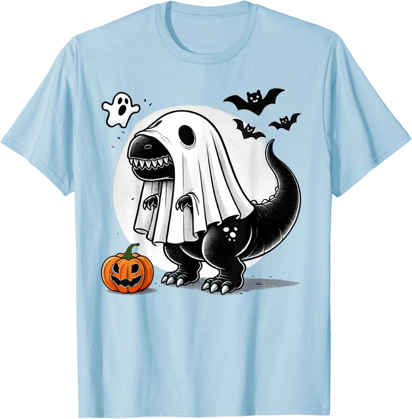 Funny T-Rex Ghost Dinosaur Halloween Costume Tyrannosaurus T-Shirt - T-Shirt | Light Blue