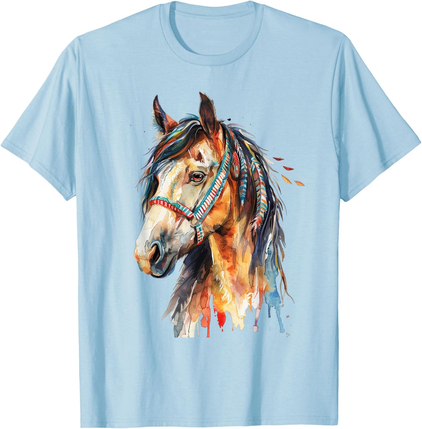 Native American Wild Horse T-Shirt - T-Shirt | Light Blue