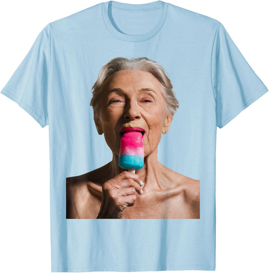 Grandma Licks Ice Cream Women T-Shirt - T-Shirt | Light Blue