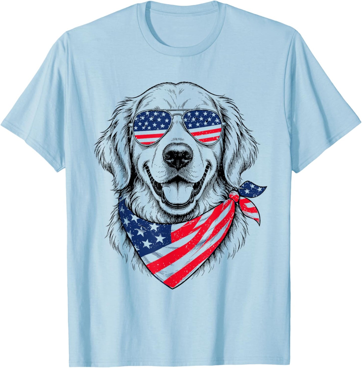 4th of July Golden Retriever Dog Patriotic American Women T-Shirt - T-Shirt | Light Blue