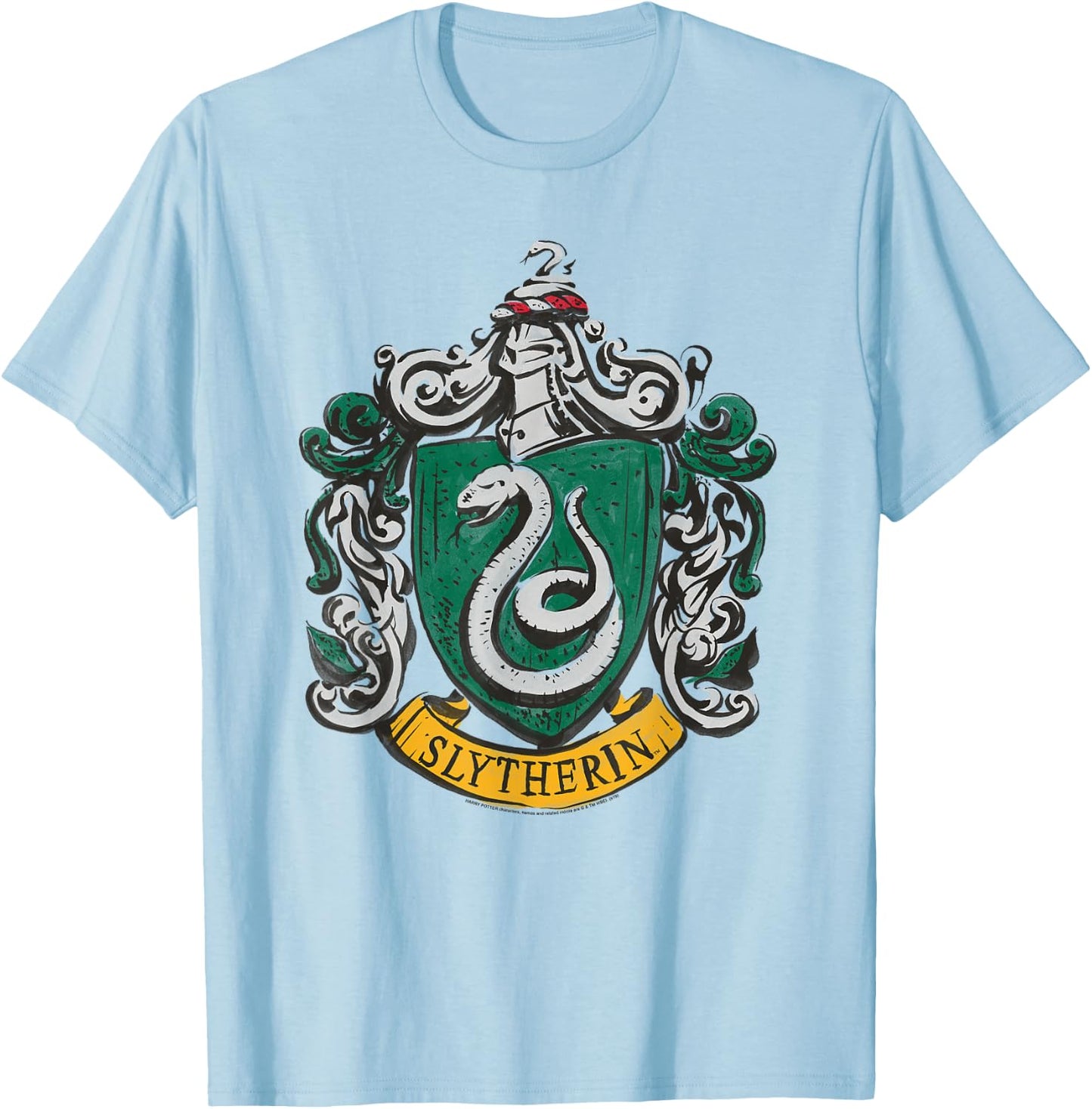 Harry Potter Drawn Slytherin Crest T-Shirt - T-Shirt | Light Blue
