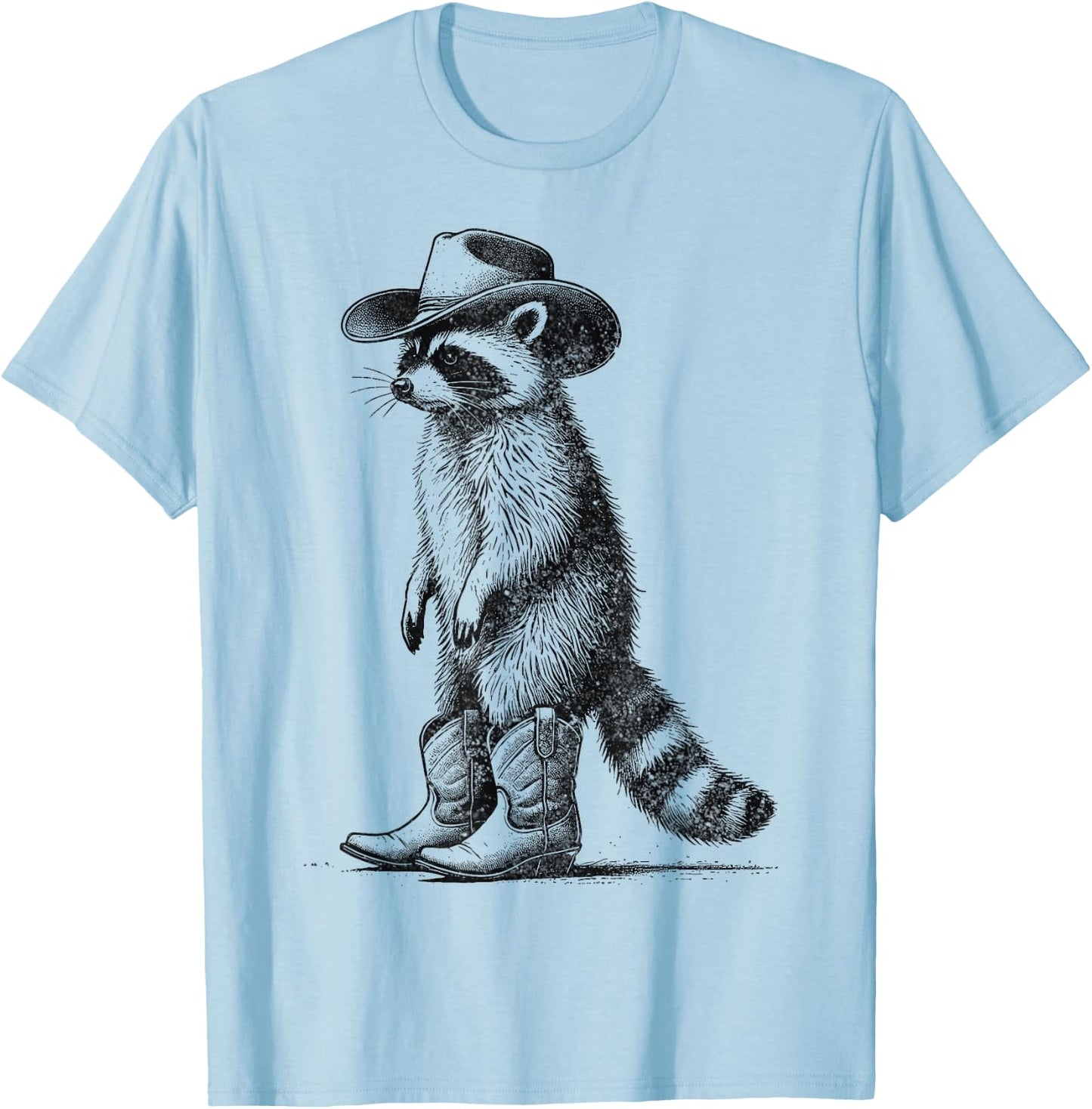 Vintage Raccoon Cowboy Cowgirl Western Country T-Shirt - T-Shirt | Light Blue