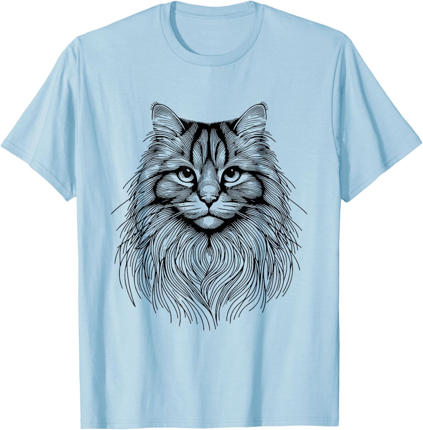 Cat Fingerprint - Siberian Forest Dad Mom Men Women T-Shirt - T-Shirt | Light Blue